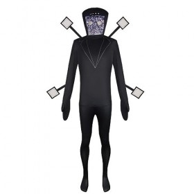 Jilijia Skibidi Toilet Cosplay Costume Skibidi Toilet Jumpsuit TV Man Cameraman Horror Game Dress Up Outfit for Adults Kids