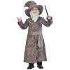 amscan 9903233 Costume Gris avec Barbe, Chapeau de Magicien et Baguette 9-10 Ans