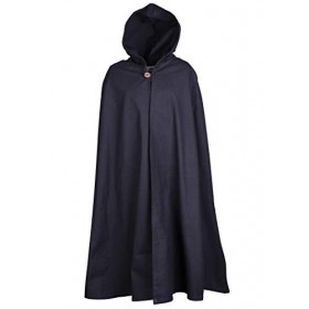 Cape médiévale à capuche - pour enfant - unisexe - jeux de rôle grandeur nature/style viking - noir - 6-8 ans