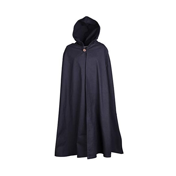 Cape médiévale à capuche - pour enfant - unisexe - jeux de rôle grandeur nature/style viking - noir - 6-8 ans