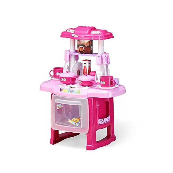 EVERGD Ensemble de cuisine de cuisine avec lumières et sons - Cadeau pour enfants rose , 103 