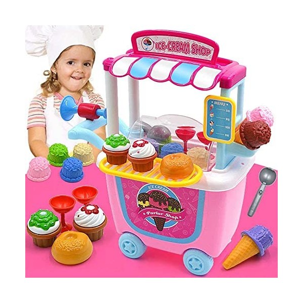 EVERGD Ensemble de cuisine de cuisine avec lumières et sons - Cadeau pour enfants rose , 103 