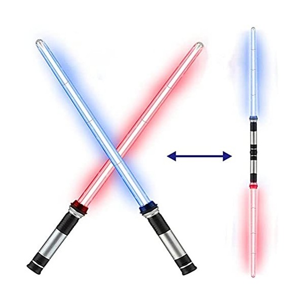 2Pcs 2-en-1 7 Couleurs Changeantes LED Allumer Sabre Laser, Sabre Laser Star Wars, Sabre Laser-Star Wars-Lumineux Et Sonore, 