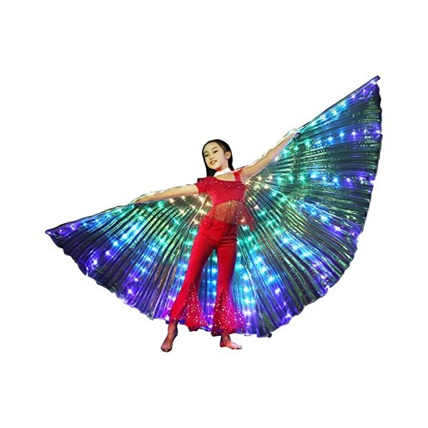 WANAONE Aile LED pour enfants avec bâton télescopique, ailes de danse orientale à DEL, ailes de papillon lumineuses, accessoi