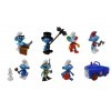 OPO 10 - Lot de 8 Figurines articulées/Accessoires Schtroumpf : Voiture de Police + Clown + Sauveteur + Bucheron etc etc / CS