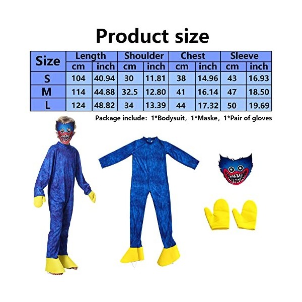 Monstre Costume Déguisements pour Enfants Cosplay Monster Combinaison Monstre Bodysuit Jumpsuit Jeu Personnage Cadeau Carnava