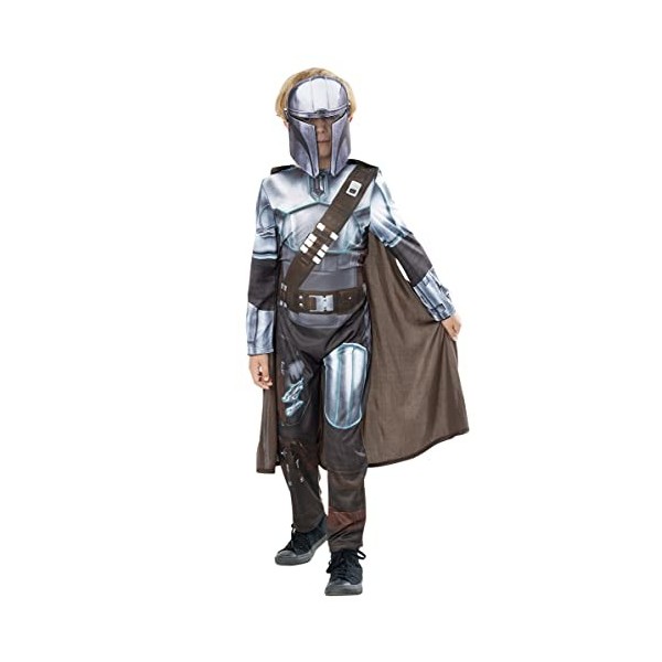 Rubies Costume Mandalorian pour enfants, Green Collection, Costume durable, Jumpsuit imprimé, cape et masque, Officiel Marvel