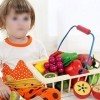 XLY Jeu de Cuisine en Bois Imitation, 14 pièces Jouets pour la Coupe de Fruits et légumes Panier - Jouets éducatifs pour Les 