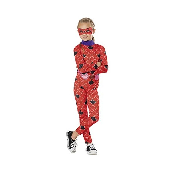 Rubies Costume Ladybug pour filles Green Collection, Costume durable, Jumpsuit imprimé et anti-face, Officiel Miraculous Lady