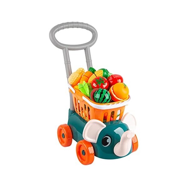 Folpus Chariot Dépicerie de Luxe de Simulation de Caddie avec de Nourriture de Coupe de Fruit de Légume Jouant Le Jouet dap