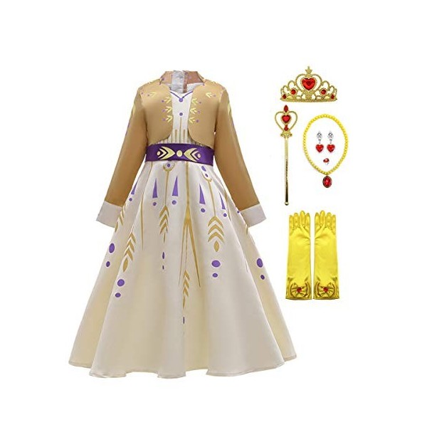 LOBTY Princesse Costume Robe Party Cosplay Carnaval Déguisement De Noël Halloween Fête Danniversaire Robe À Manches Longues 