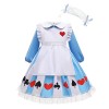 Lito Angels Deguisement Robe Alice au pays des merveilles avec Tablier Blanc et Bandeau pour Enfant Fille Taille 5-6 ans, Ble