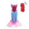 Lito Angels Deguisement Robe Petite Sirene Princesse Ariel Costume avec Perruque pour Enfant Fille Taille 4-5 ans, Rose Numé