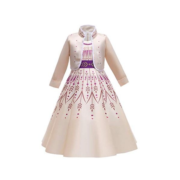 Lito Angels Deguisement de Robe Reine des Neiges 2 Princesse Anna avec Bolero Enfant Fille, Anniversaire Fete Carnaval Costum