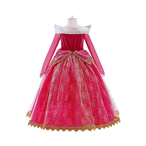 Lito Angels Deguisement Robe Belle au Bois Dormant Princesse Aurore Costume pour Enfants Filles, Taille 4-5 Ans, Rose vif