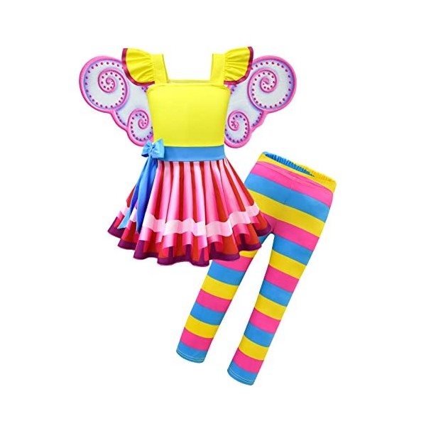 Lito Angels Déguisement Robe Fancy Nancy avec Ailes de Papillon et Leggings Enfant Fille, Anniversaire Carnaval Fête Costume,