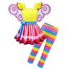 Lito Angels Déguisement Robe Fancy Nancy avec Ailes de Papillon et Leggings Enfant Fille, Anniversaire Carnaval Fête Costume,