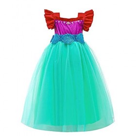 Lito Angels Deguisement Petite sirène Robe de Princesse Ariel pour Enfant Fille, Taille 5-6 Ans