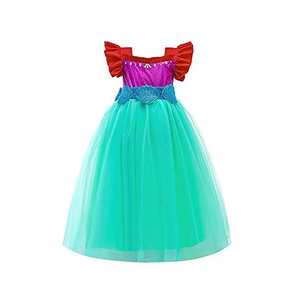 Lito Angels Deguisement Petite sirène Robe de Princesse Ariel pour Enfant Fille, Taille 5-6 Ans