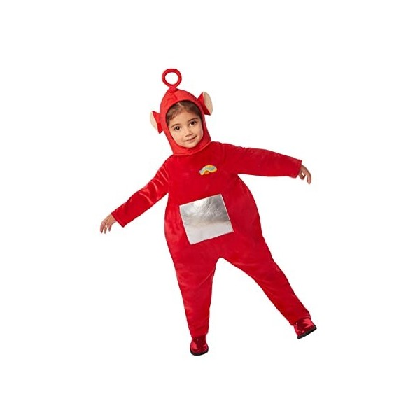 Smiffys 51580T2 Costume de Teletubbies Po sous licence officielle, unisexe, rouge, enfant de 3 à 4 ans