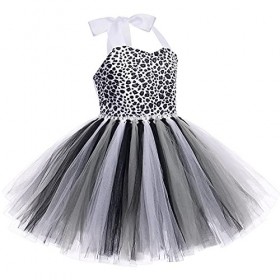 IWEMEK Enfants Bébé Fille Vache Laitière Tigre Léopard Animal Costume Carnaval Halloween Sans Manches Tutu Robe de Princesse 
