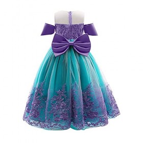 OBEEII Petite Sirène Robe Filles Princesse Ariel Déguisement pour Enfant Sirène Carnaval Costume Halloween Cosplay Fête Anniv