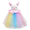 Lito Angels Robe de Princesse Licorne pour Enfant Filles, Anniversaire Fete Carnaval, Taille 4-5 ans, C - Rose Jaune Arc-en-C