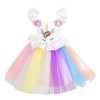 Lito Angels Robe de Princesse Licorne pour Enfant Filles, Anniversaire Fete Carnaval, Taille 4-5 ans, C - Rose Jaune Arc-en-C