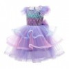 OBEEII Deguisement Robe Sirène Princesse Ariel pour Enfant Fille, Anniversaire Fete Halloween Costume Carnaval, Violet02 3-4 