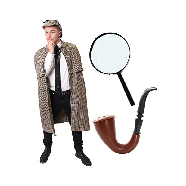I LOVE FANCY DRESS Costume de détective victorien – XL – Cape victorienne et chapeau de Deerstalker – Parfait pour la journée