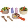 Mentari Set de casseroles pour cuisine de jeu en bois Poêle et aliments