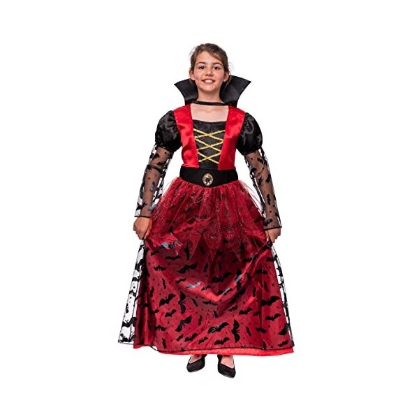 Magicoo Costume de vampire Reine dHalloween pour enfant et fille - Costume de vampire pour enfant rouge noir vampire S 