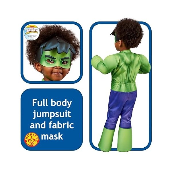 Rubies Marvel Spidey et ses amis extraordinaires 702737 - Costume de super-héros pour enfant de 3 à 4 ans - Hulk