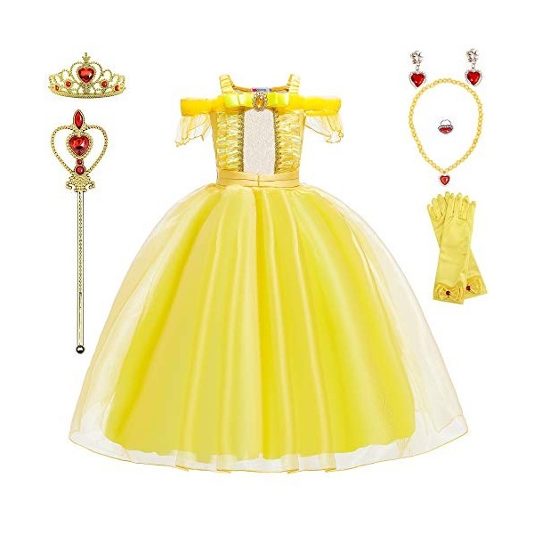 Robes de princesse pour filles - Costume pour fête danniversaire, Halloween, costumade - Déguisement pour petites filles de 