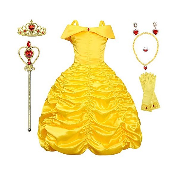 Robes de princesse pour filles - Costume pour fête danniversaire, Halloween, costumade - Déguisement pour petites filles de 