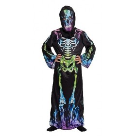 Magicoo Costume dHalloween coloré de squelette pour enfant garçon noir avec robe et masque – Costume de fantôme de démon squ