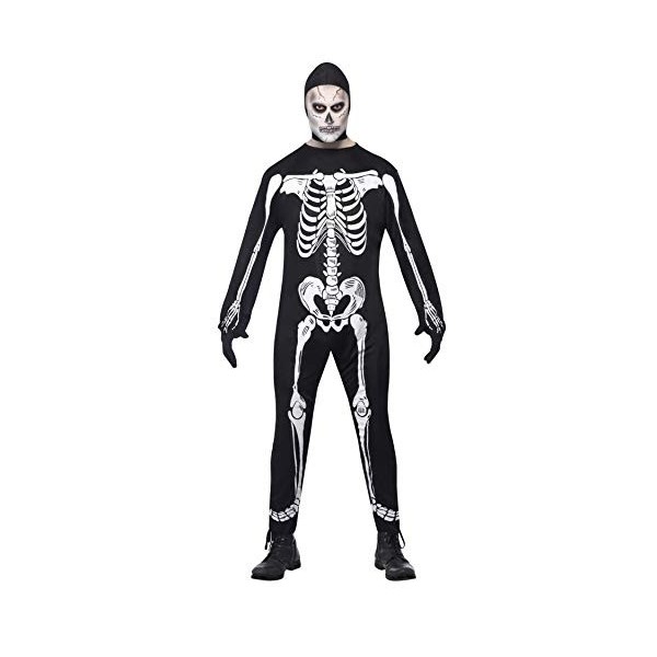 SMIFFYS Déguisement squelette homme avec cagoule Halloween - Coloré - L