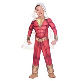 amscan- Super Hero Costume dhalloween Classique Shazam-3-4, 9906204, Rouge, 3-4 Ans