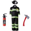 maxToonrain Costume de pompier noir pour enfants, garçons et filles - Costume de pompier pour jeux de simulation dHalloween 