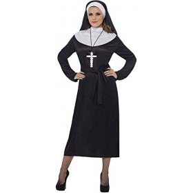 Smiffys Costume de Religieuse, Noir, avec Robe et Coiffe - Taille S & ostume de Religieuse, Noir, avec Robe et Coiffe - Taill