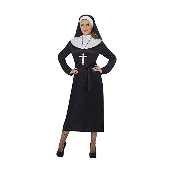 Smiffys Costume de Religieuse, Noir, avec Robe et Coiffe - Taille S & ostume de Religieuse, Noir, avec Robe et Coiffe - Taill