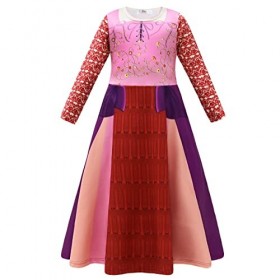 IBTOM CASTLE Costume Sarah Sanderson pour fille - Mary Winifred Sanderson - Robe de sorcière à manches longues - Costume dHa