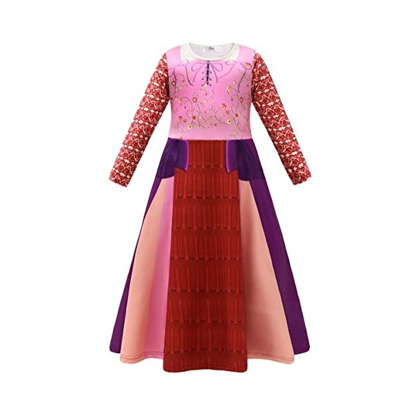 IBTOM CASTLE Costume Sarah Sanderson pour fille - Mary Winifred Sanderson - Robe de sorcière à manches longues - Costume dHa
