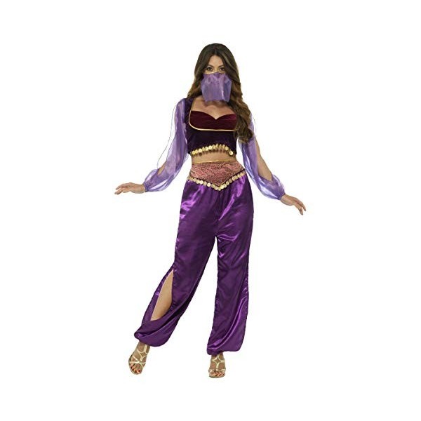 Smiffys Costume de princesse arabe pourpre, avec pantalon, haut et voile, Taille S