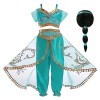 Monissy Fille Aladdin Déguisement Pour Enfant Princesse Jasmine Robe de Princesse avec Bandeau Perruque Pantalons Top Costume