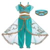 Monissy Fille Aladdin Déguisement Pour Enfant Princesse Jasmine Robe de Princesse avec Bandeau Perruque Pantalons Top Costume