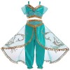 Monissy Fille Aladdin Déguisement Pour Enfant Princesse Jasmine Robe de Princesse avec Bandeau Perruque Pantalons Top Costume