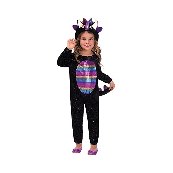 amscan 9911966 – Costume dHalloween de dinosaure éblouissant pour fille, 6-8 ans, noir