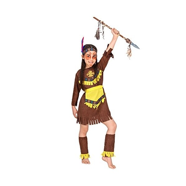 TecTake dressforfun Déguisement de fille indienne | Robe enchanteresse avec ceinture & bandeau élastique à plumes et jambière