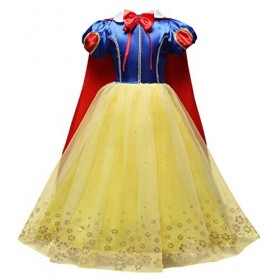 IMEKIS Enfant Filles Blanche-Neige Costume Princesse Halloween Cosplay Habillage De Noël Fantaisie Robe En Tulle Avec Accesso